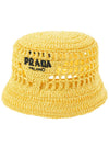 embroid logo raffia bucket hat yellow - PRADA - BALAAN 11