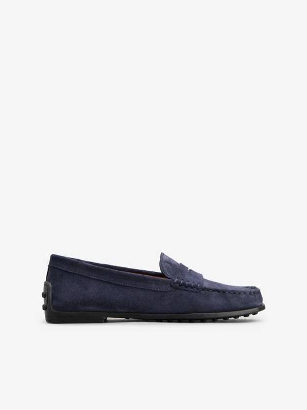 Women's City Gommino Suede Driving Shoes Navy - TOD'S - BALAAN 1