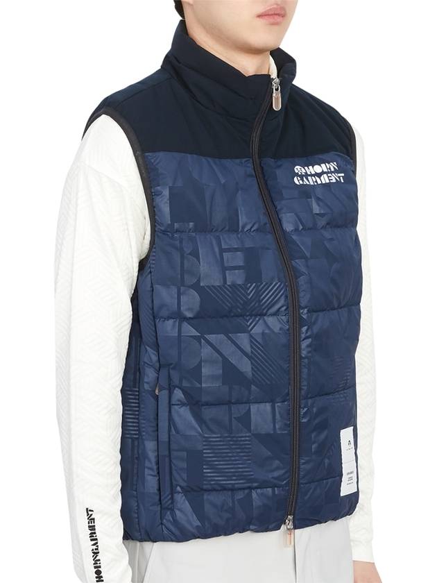 Logo Down Vest Navy - HORN GARMENT - BALAAN 5