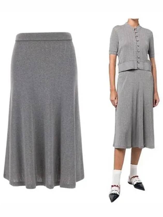 Pointelle Rip Below The Knee A-Line Skirt Grey - THOM BROWNE - BALAAN 2