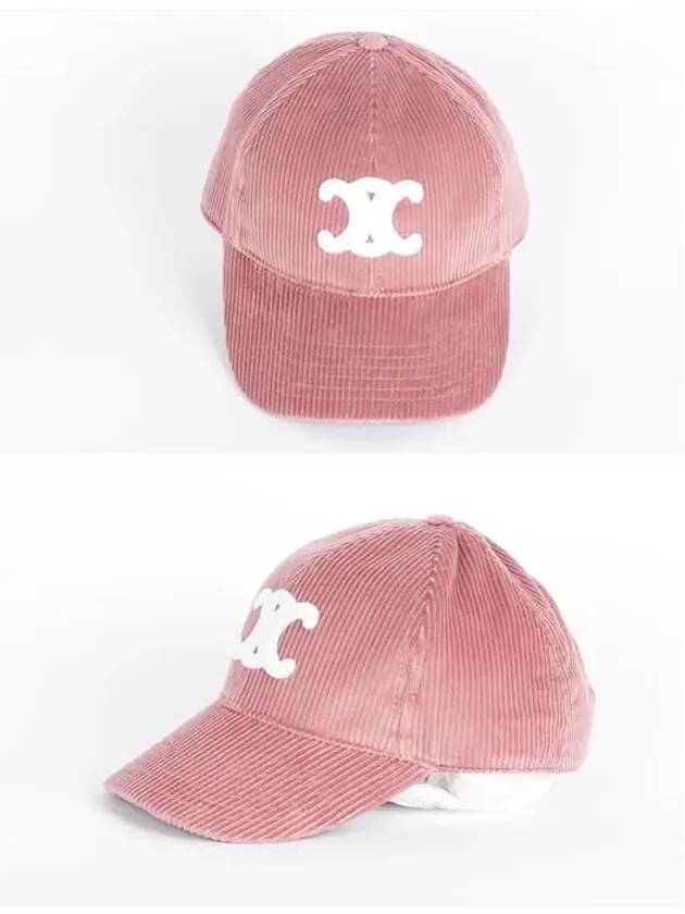 Triomphe Corduroy Ball Cap Rose Poudré - CELINE - BALAAN 3