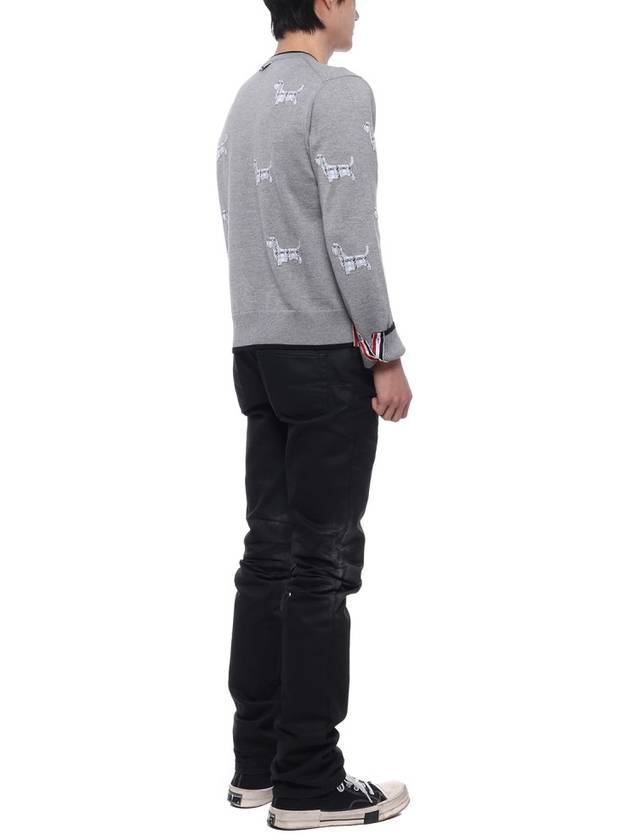 Hector Intarsia Crew Neck Knit Top Grey - THOM BROWNE - BALAAN 7