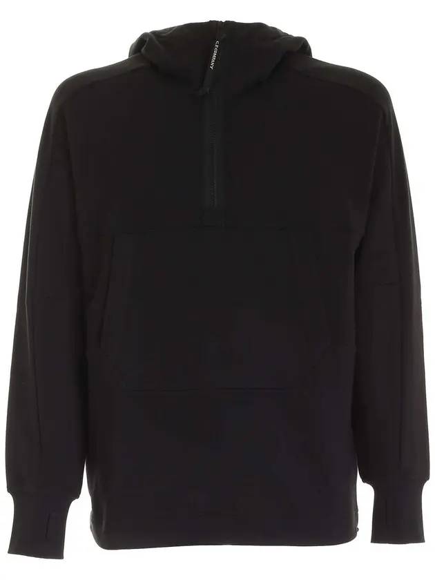 Men's Diagonal Fleece Goggles Half Zip Up Brushed Anorak Black - CP COMPANY - BALAAN 1