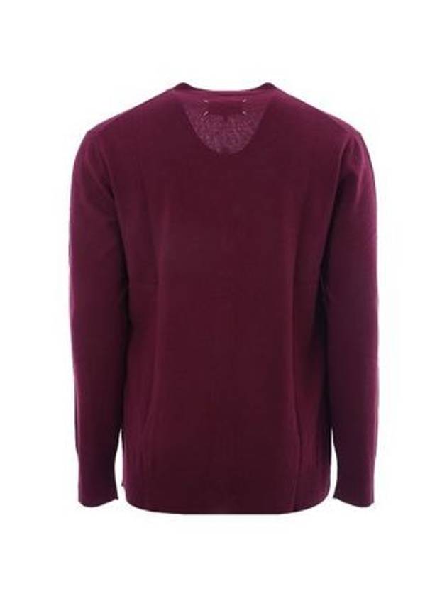 Signature Stitch V-neck Wool Cardigan Burgundy - MAISON MARGIELA - BALAAN 3