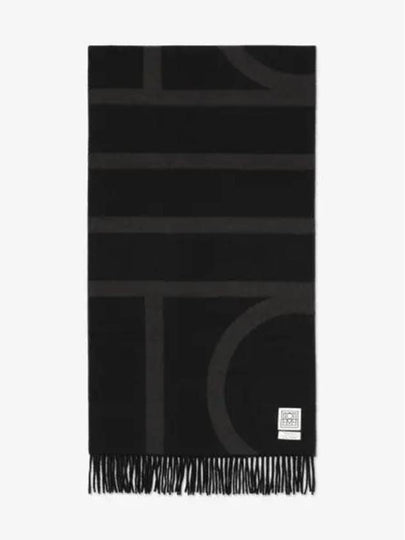 Intarsia Monogram Wool Muffler Black - TOTEME - BALAAN 2