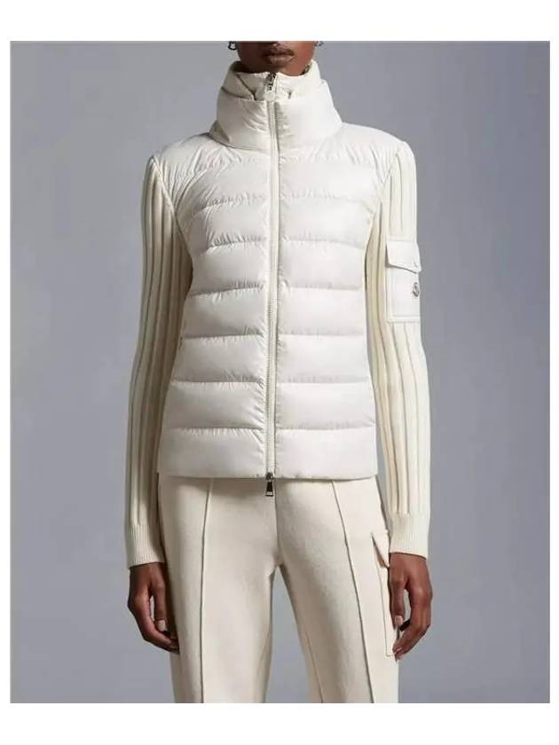 Padded Wool Cardigan White - MONCLER - BALAAN 3