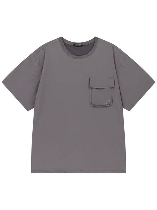 Woven Stretch Round Short Sleeve T-Shirt Dark Grey - OFFGRID - BALAAN 2