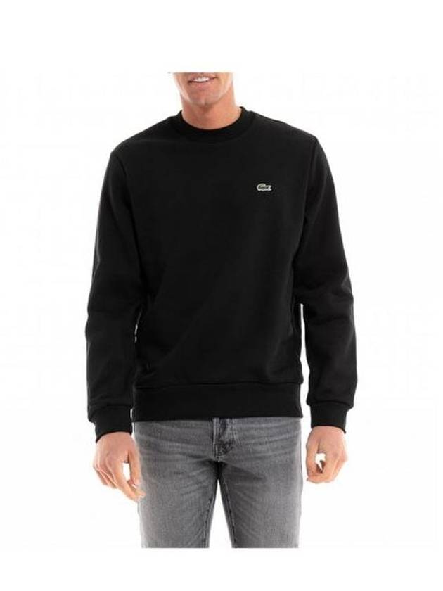 Logo Patch Crewneck Sweatshirt Black - LACOSTE - BALAAN 2