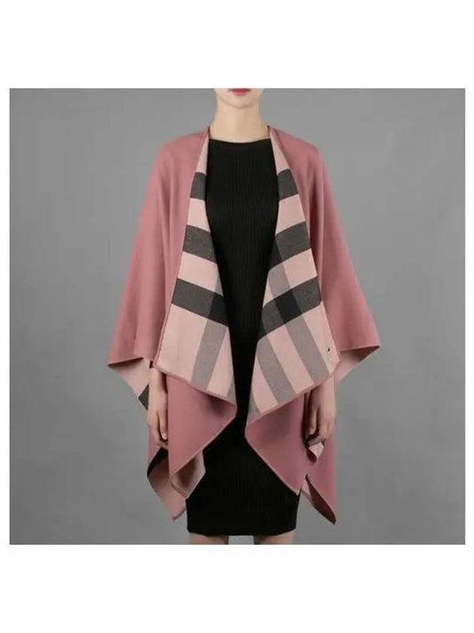 Check Reversible Wool Cape Ash Rose - BURBERRY - BALAAN 2