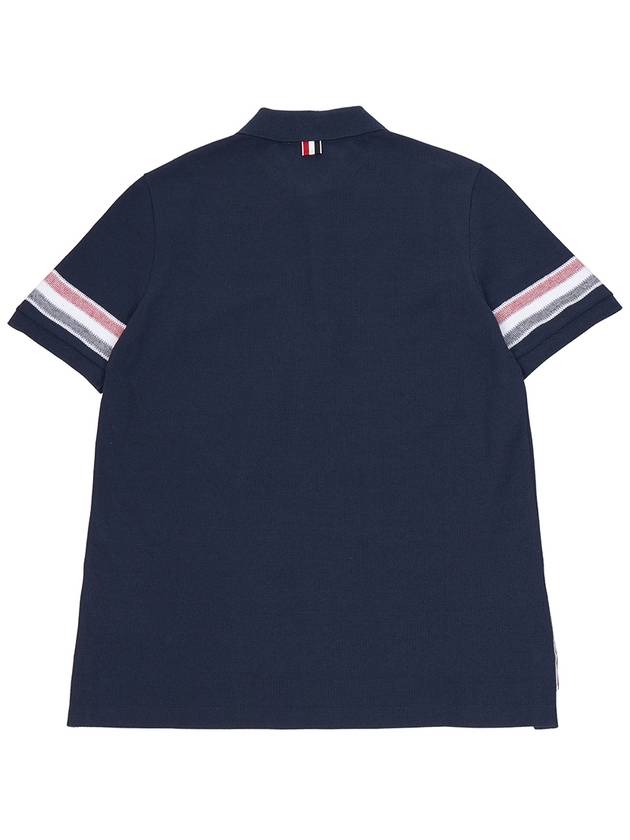 Men's RWB Stripe Cotton Polo Shirt Navy - THOM BROWNE - BALAAN 3