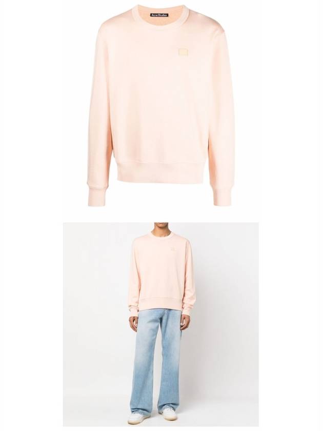 Face Logo Patch Cotton Sweatshirt Powder Pink - ACNE STUDIOS - BALAAN 5