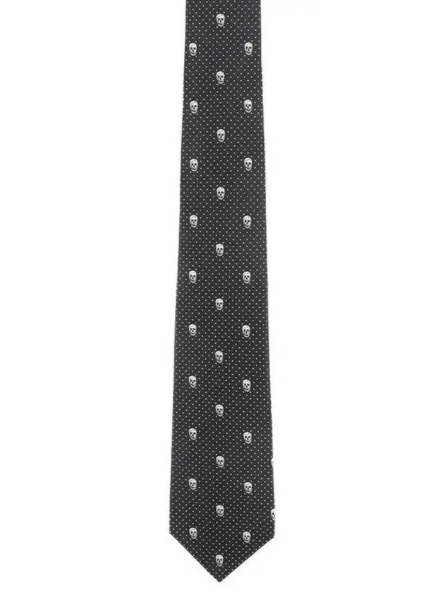 Skull Polka Dot Silk Tie Black - ALEXANDER MCQUEEN - BALAAN 2