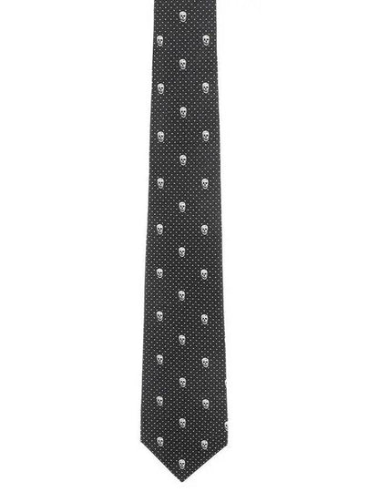 Skull Polka Dot Silk Tie Black - ALEXANDER MCQUEEN - BALAAN 2