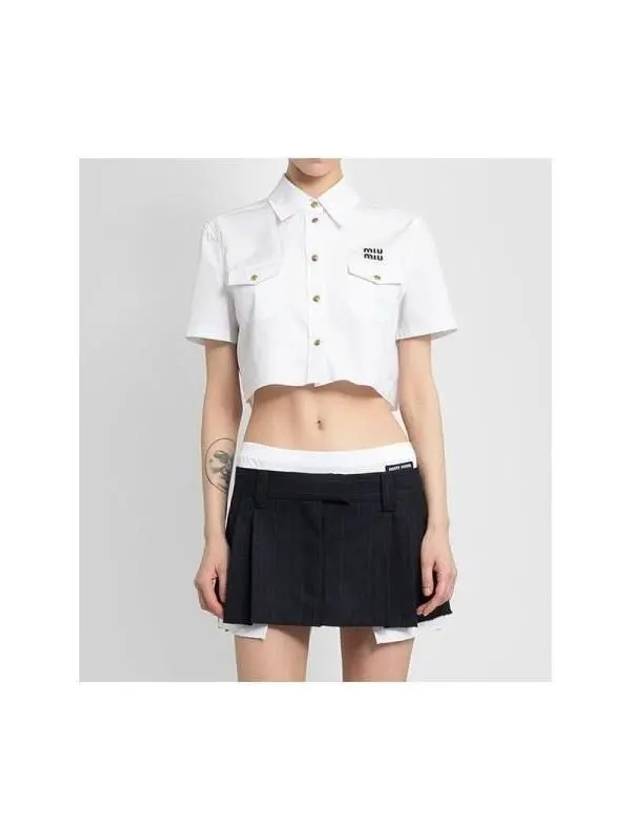 Logo embroidered cotton crop shirt MK1829SOOO10RG F0009 - MIU MIU - BALAAN 3