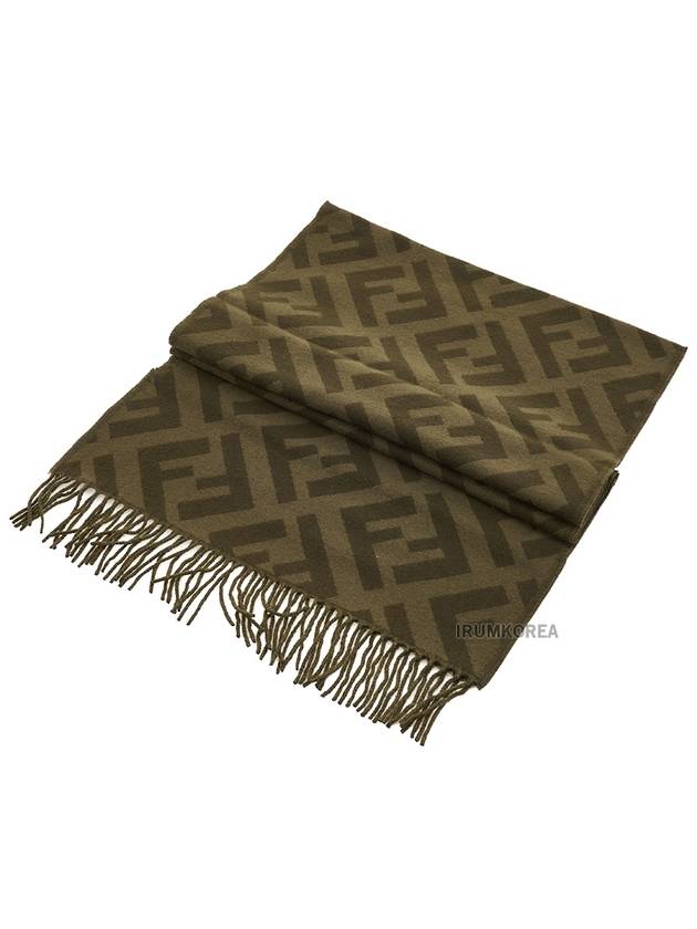 FF Motif Fringe Cashmere Scarf Green - FENDI - BALAAN 4