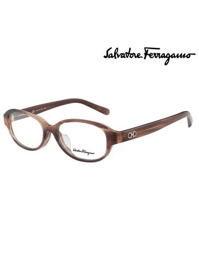 Eyewear Oval Acetate Eyeglasses Brown - SALVATORE FERRAGAMO - BALAAN 2