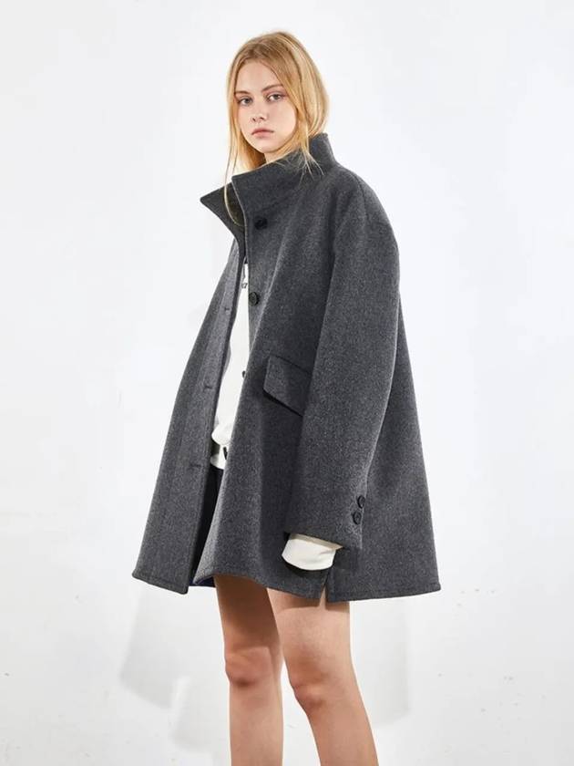 oversized china collar half coat melange gray - VOYONN - BALAAN 10