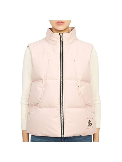 Women's Logo Patch Zipper Padded Vest Pink - MOOSE KNUCKLES - BALAAN 2