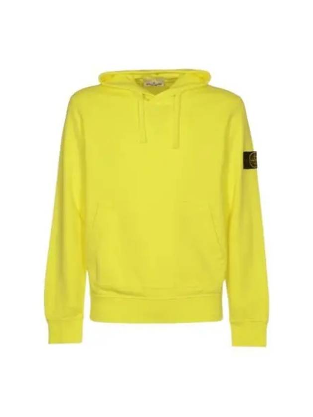 Logo Patch Drawstring Hoodie Yellow - STONE ISLAND - BALAAN 2