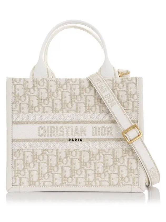 Small Oblique Embroidery Book Tote Bag Latte - DIOR - BALAAN 3