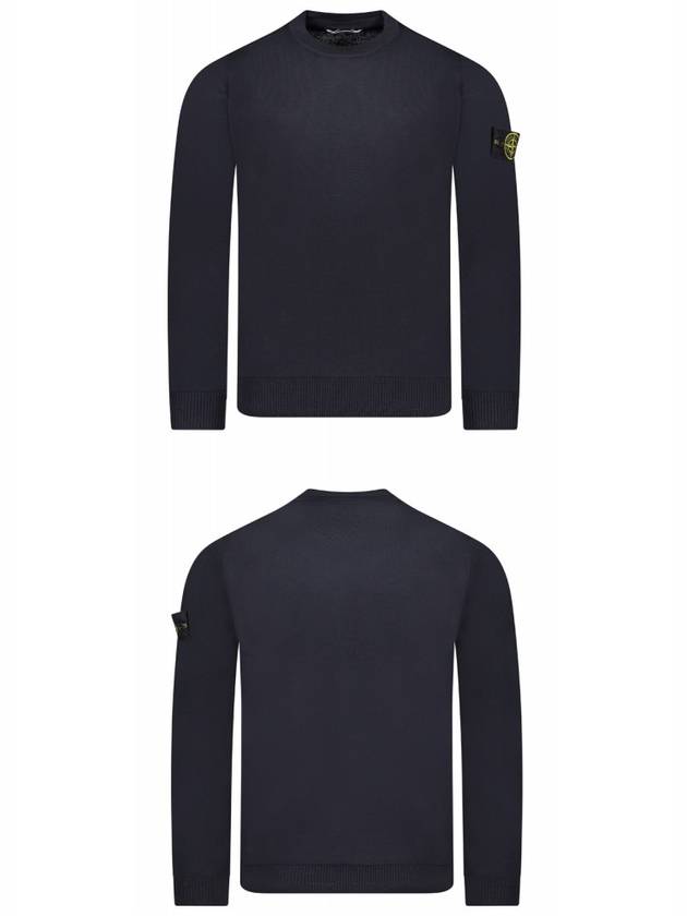 Regular Fit Crew Neck Wool Knit Top Navy - STONE ISLAND - BALAAN 6