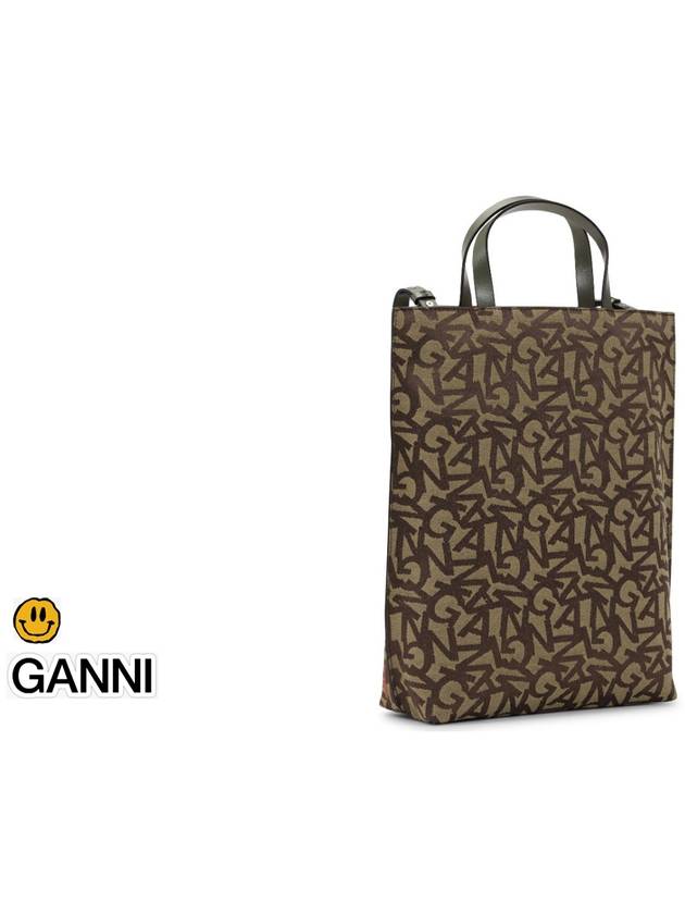 Logo Banner Jacquard Medium Tote Bag Cross Bag A4338 840 - GANNI - BALAAN 3