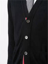 Men's Sustainable Classic Diagonal Wool Cardigan Black - THOM BROWNE - BALAAN 5