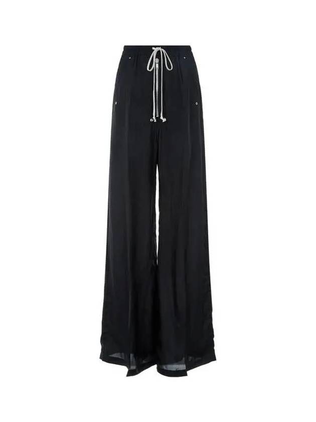 MEN Drawstring Rayon Wide Pants Black - RICK OWENS - BALAAN 1