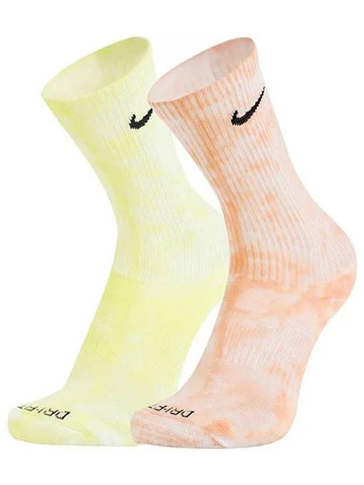 Everyday Cushion Tie Dye Crew 2 Pack Socks Yellow Orange - NIKE - BALAAN 2