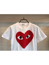 Women's Red Eyes Big Heart Wappen Short Sleeve T-Shirt P1 T025 1 White - COMME DES GARCONS PLAY - BALAAN 3