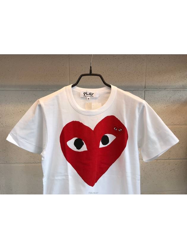 WoMen's Red Eyes Big Heart Wappen Short Sleeve T-Shirt P1 T025 1 White - COMME DES GARCONS PLAY - BALAAN 3