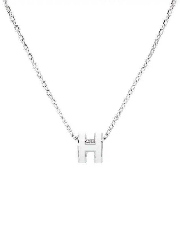 Mini Pop H Pendant Necklace Palladium Blanc - HERMES - BALAAN 1