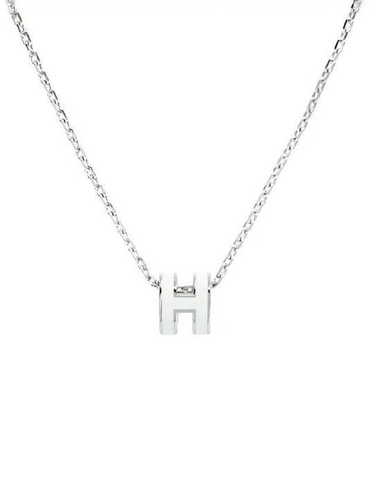 Mini Pop H Pendant Necklace Palladium Blanc - HERMES - BALAAN 1