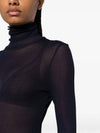 Stretch Turtleneck Viscose Long Sleeve T-Shirt Navy - AMI - BALAAN 6