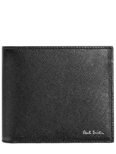 Logo Mini Striped Leather Half Wallet Black - PAUL SMITH - BALAAN 2