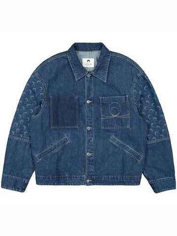 Deadstock Moon Print Boxy Denim Jacket MJA046 BLUE - MARINE SERRE - BALAAN 1