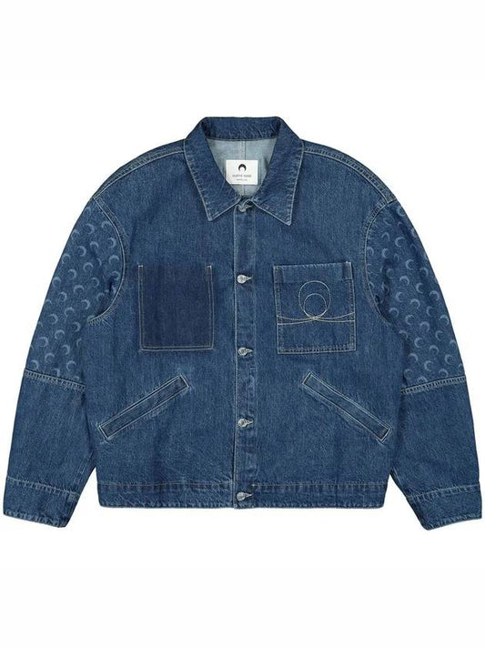 Deadstock Moon Print Boxy Denim Jacket MJA046 BLUE - MARINE SERRE - BALAAN 2