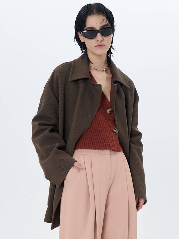 BELTED OVERSIZED HALF COAT JACKET KHAKI - ETCH - BALAAN 6