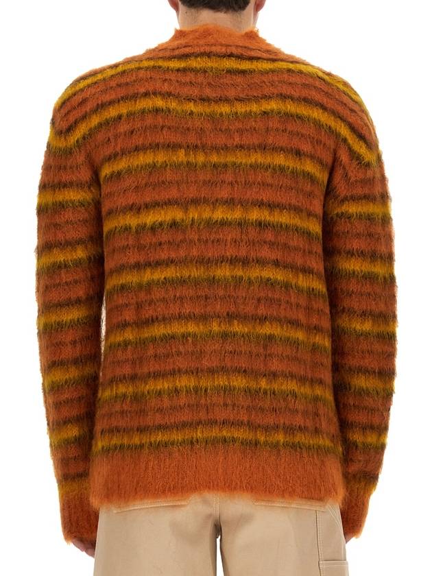 Striped Button Up Wool Cardigan Orange - MARNI - BALAAN 4