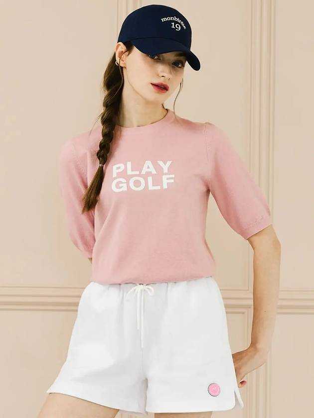 PLAY GOLF ROUND NECK Play Golf Short Sleeve Knit PINK - MONBIRDIE GOLF - BALAAN 5