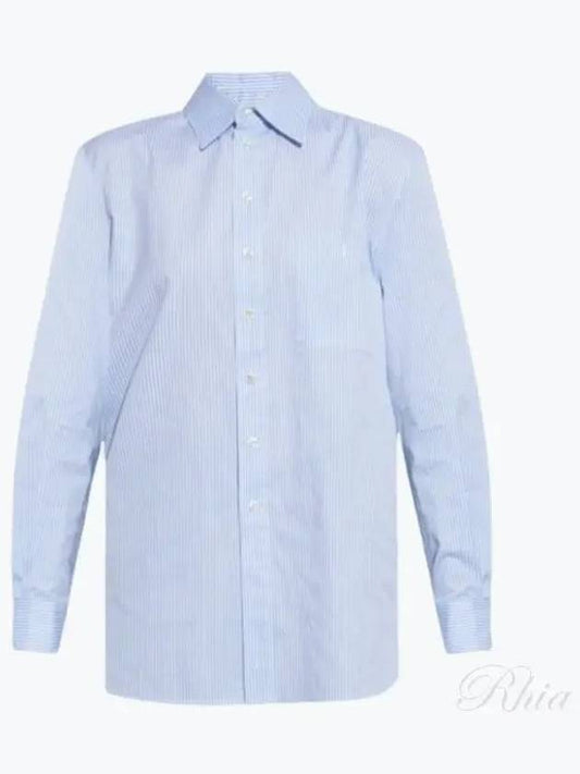 Striped cotton poplin monogram shirt - SAINT LAURENT - BALAAN 2