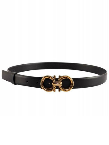 Adjustable Gancini Leather Belt Black - SALVATORE FERRAGAMO - BALAAN 1