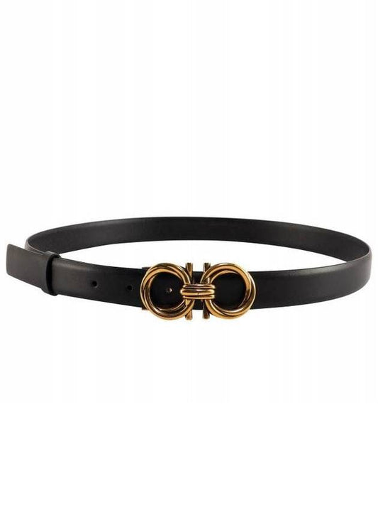 Adjustable Gancini Leather Belt Black - SALVATORE FERRAGAMO - BALAAN 1