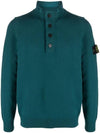 Wappen Patch Button Knit Top Petrol Green - STONE ISLAND - BALAAN 1