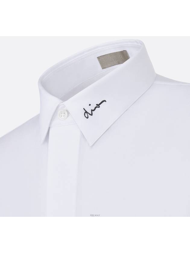 Signature Embroidered Long Sleeve Shirt White - DIOR - BALAAN 4