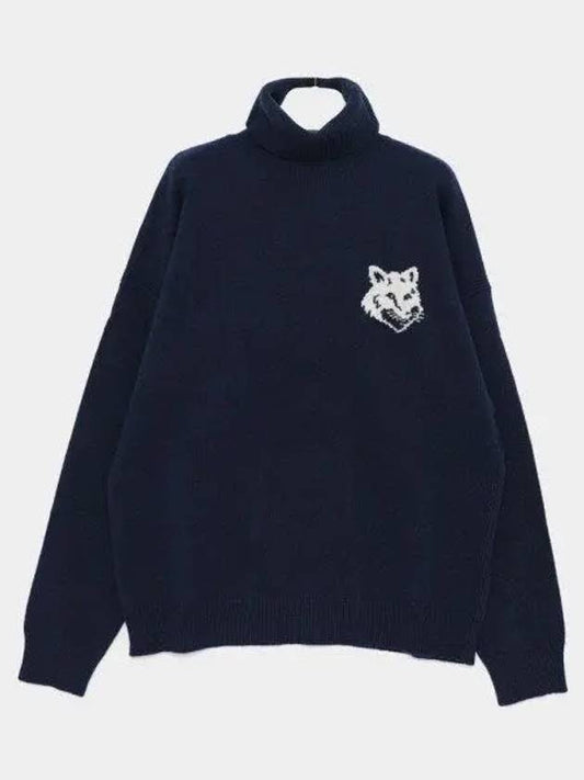 Fox Head Intarsia Comfort Turtleneck Ink Blue - MAISON KITSUNE - BALAAN 2