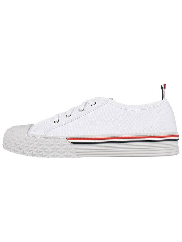 Striped Trim Lace-up Low Top Sneakers White - THOM BROWNE - BALAAN 4