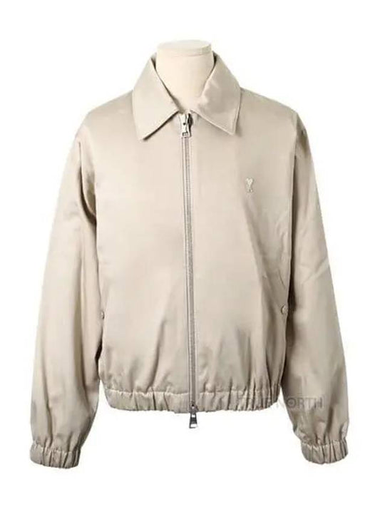 De Coeur Logo Zip-up Jacket Light Beige - AMI - BALAAN 2