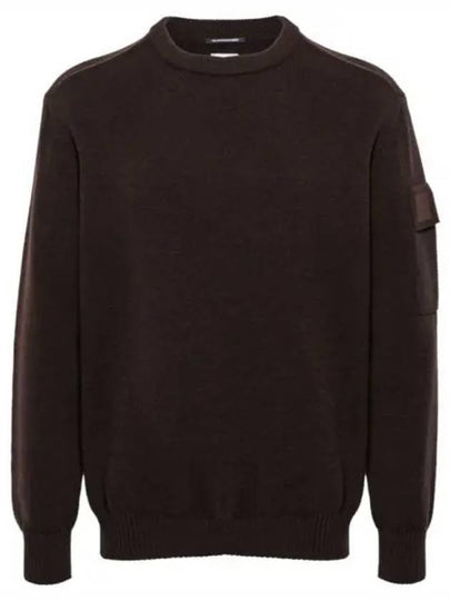 Merino Wool Crew Neck Knit Top Brown - CP COMPANY - BALAAN 2