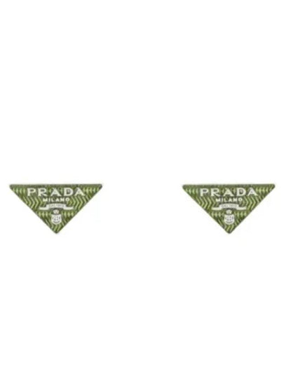 Triangle Logo Earrings Green - PRADA - BALAAN 2